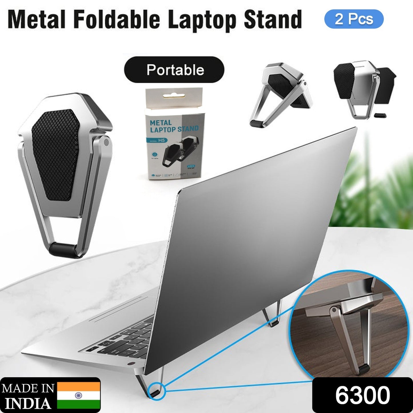 Mini Premium Metal Folding Portable Stand Compatible With Every Laptop Keyboard And Tablet (2 PCS - 1 PAIR)