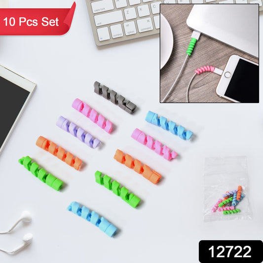 Spiral Charger Cable Protector Data Cable Saver Charging Cords Protective For All Universal Earphone Cable Cover (Pack Of 10)